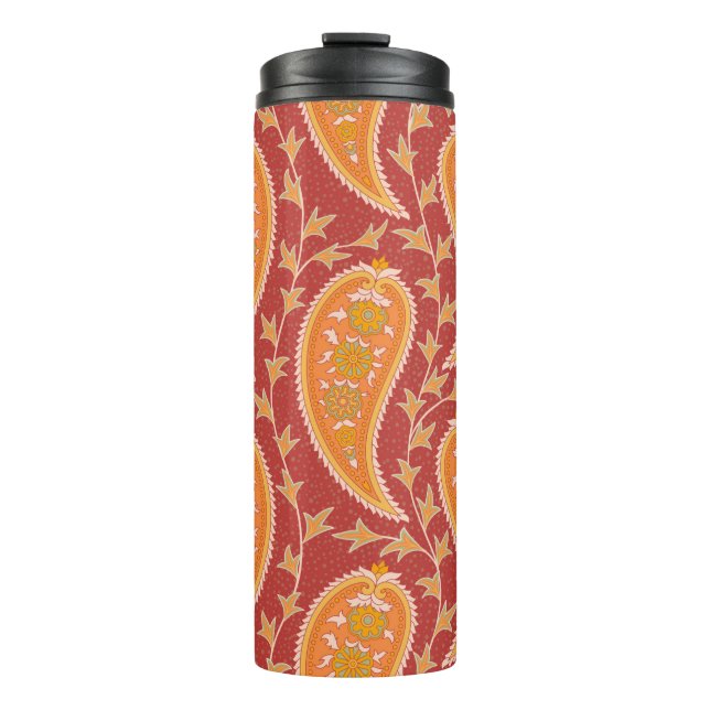 Bouteilles Isothermes Paisley motif. Concombre turc. Maroon-orange c (Devant)