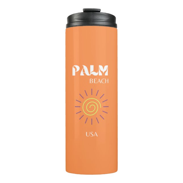 Bouteilles Isothermes Palm Beach, Art Voyage, Preppy, Orange (Devant)