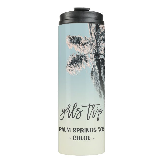 Bouteilles Isothermes Palm Pink Aqua Girl Trip Tumbler personnalisée (Devant)