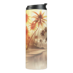 Bouteilles Isothermes Palmiers & Plage de coucher de soleil orange