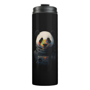 Bouteilles Isothermes Panda astronaute avec éclaboussure de peinture néo