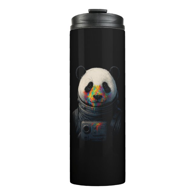 Bouteilles Isothermes Panda astronaute avec éclaboussure de peinture néo (Devant)