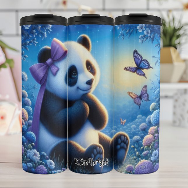 Bouteilles Isothermes Panda aux papillons en fleurs (Créateur téléchargé)