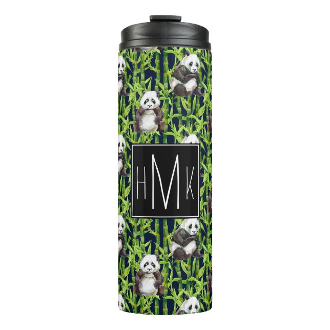 Bouteilles Isothermes Panda avec le monogramme en bambou du motif | (Devant)