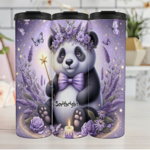 Bouteilles Isothermes Panda avec une couronne de fleurs