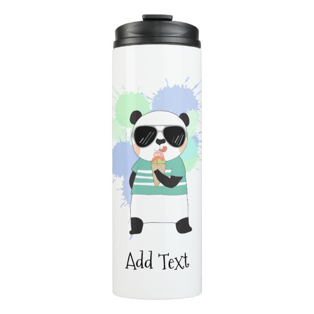 Bouteilles Isothermes Panda Hipster avec glace (Devant)