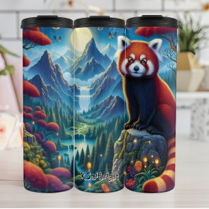 Bouteilles Isothermes Panda rouge mystique dans les montagnes