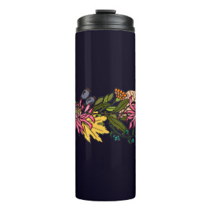 Bouteilles Isothermes Panneau rouge rose et jaune de fleurs d'aster