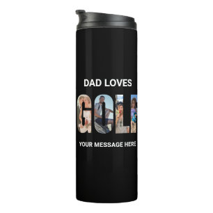 Bouteilles Isothermes Papa aime Golf 4 Photos Personnalisées