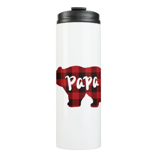 Bouteilles Isothermes Papa Bear - Bison rouge et noir plaid (Devant)