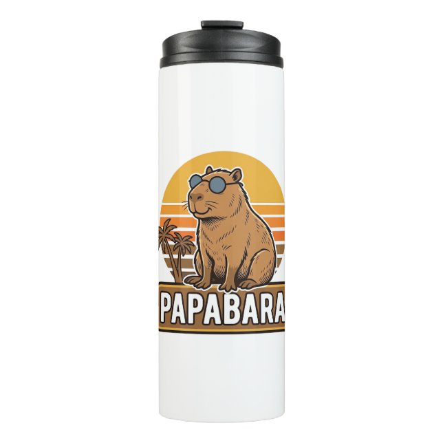 Bouteilles Isothermes PAPABARA Conception Vectorielle Papa Capybara Rétr (Devant)
