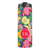 Papier Peint Aquarelle Été Monogramme Fruits Tropi