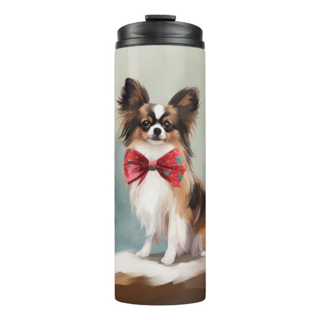 Bouteilles Isothermes Papillon Chien dans la neige de Noël  (Devant)