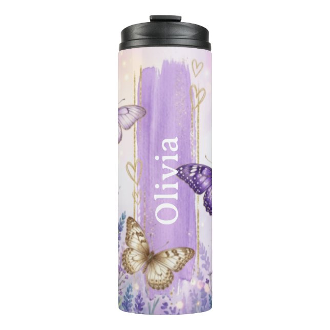 Bouteilles Isothermes Papillon de lavande personnalisé 0,5L Thermique (Devant)