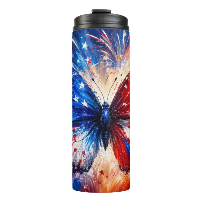 Bouteilles Isothermes Papillon du 4 juillet en 3D 01 (Devant)