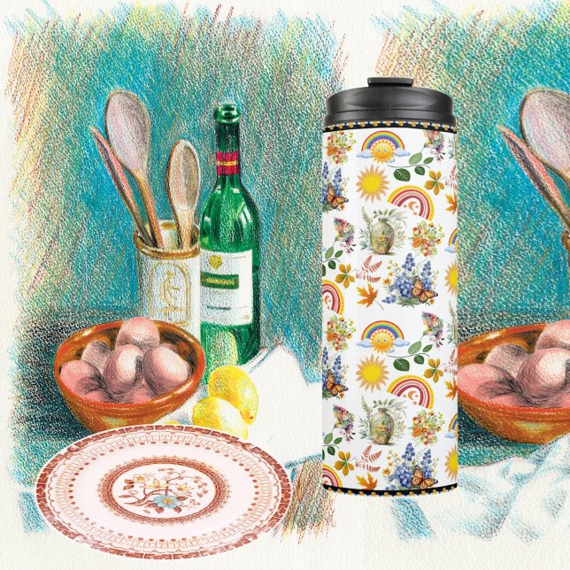 Bouteilles Isothermes Papillon du jardin de printemps Arc en ciel Vert s (Spring Garden Butterfly Rainbow Sunshine Greenery Thermal Tumbler)