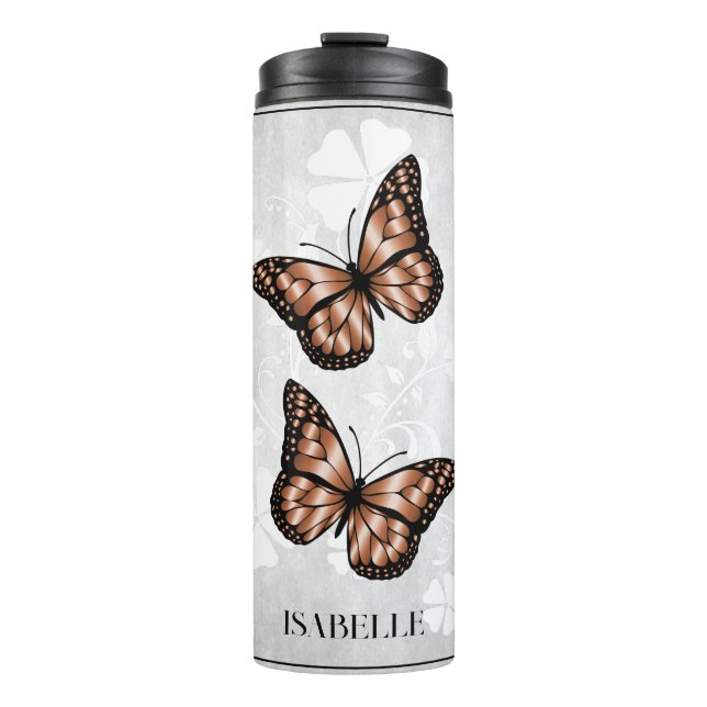 Bouteilles Isothermes Papillon en cuivre Floral Personnalisé (Devant)
