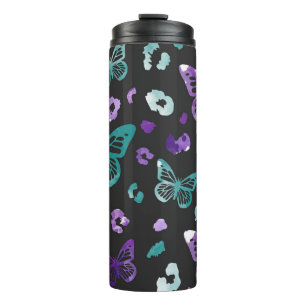 Bouteilles Isothermes Papillon léopard noir violet Motif