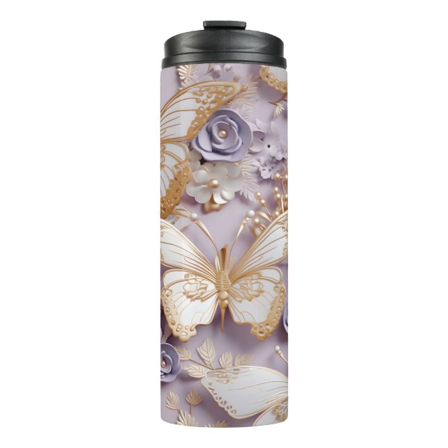 Bouteilles Isothermes Papillon Lilac, Gold et Pearl 3D (Devant)