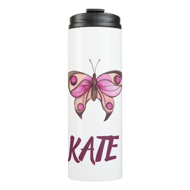Bouteilles Isothermes Papillon rose fantaisie (Devant)
