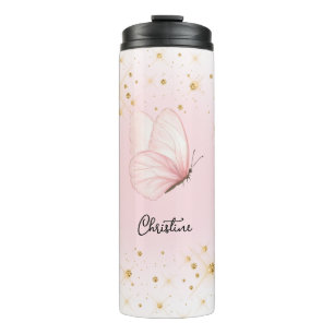 Bouteilles Isothermes papillon rose nom personnalisé