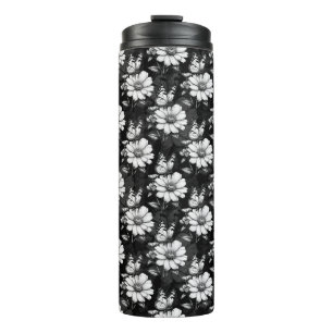 Bouteilles Isothermes Papillon sur Motif à fleurs - Noir