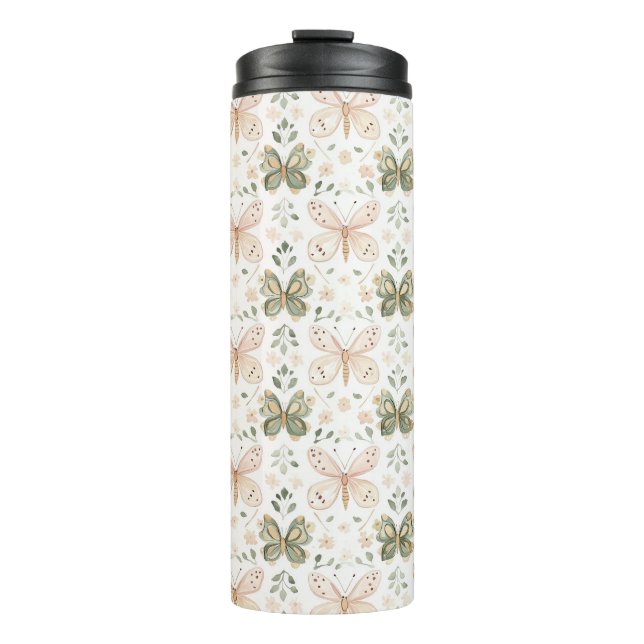 Bouteilles Isothermes Papillon Vert Menthe Rose Pâle (Devant)