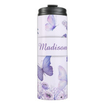 Papillons Aquarelle Fleurs Sauvages Jardin Lilas