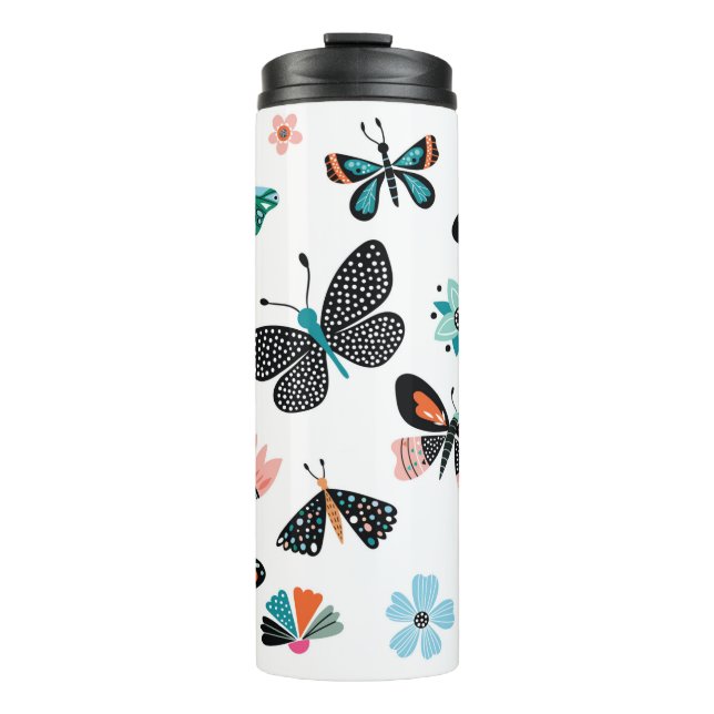 Bouteilles Isothermes Papillons et fleurs, collection dessinée à la main (Devant)