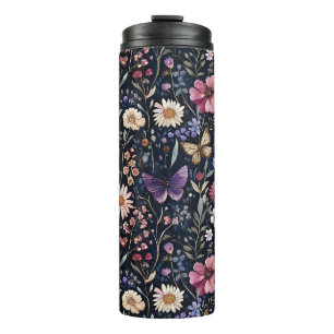 Bouteilles Isothermes Papillons Floraux Noir Violet Jaune Rose