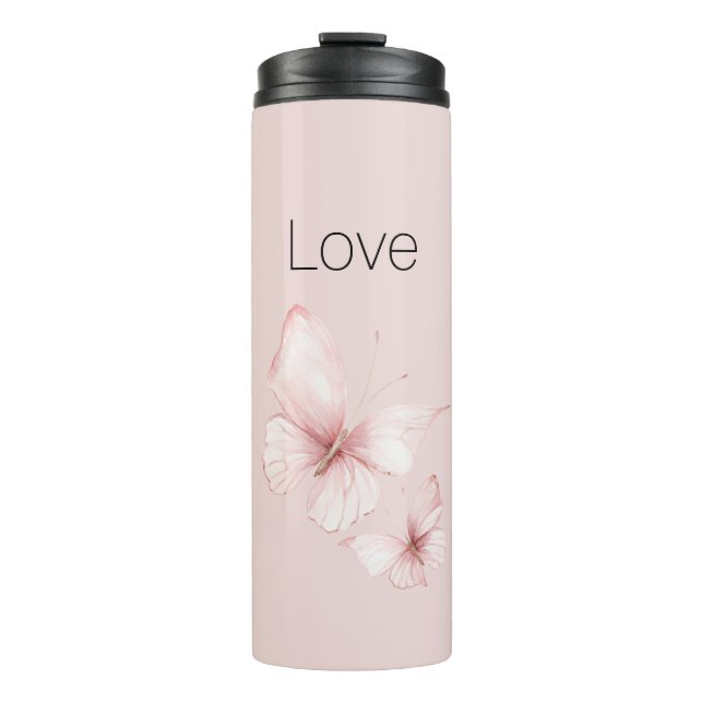 Bouteilles Isothermes Papillons roses aiment (Devant)