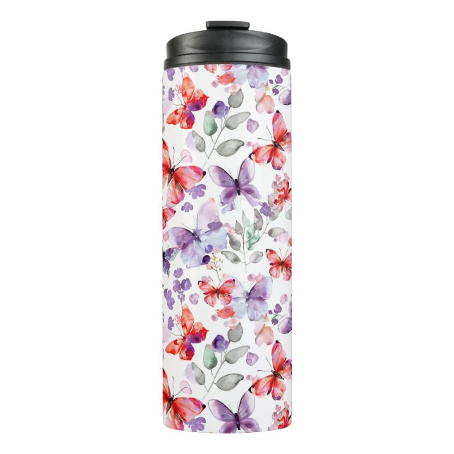 Bouteilles Isothermes Papillons rouges violets (Devant)