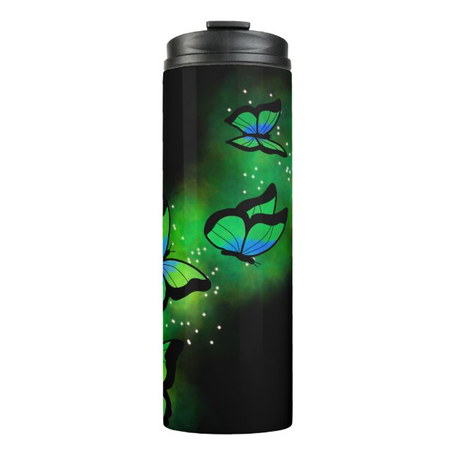 Bouteilles Isothermes Papillons verts brillants (Devant)