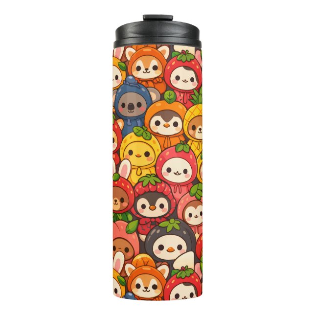 Bouteilles Isothermes Parade d'amis de fruits | Chibi d'animaux mignons (Devant)