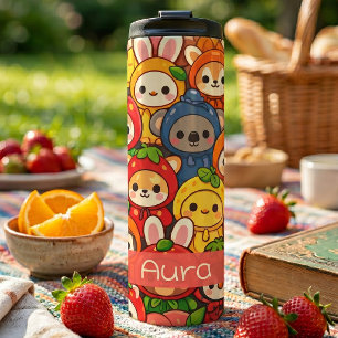 Bouteilles Isothermes Parade des amis fruits   Personnalisation d'animau