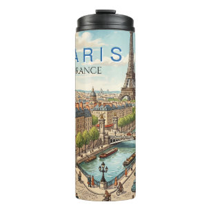 Bouteilles Isothermes Paris France Voyage Art Vintage