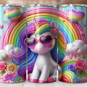 Bouteilles Isothermes Parleur à licorne arc-en-ciel 3D mignon Unicorne