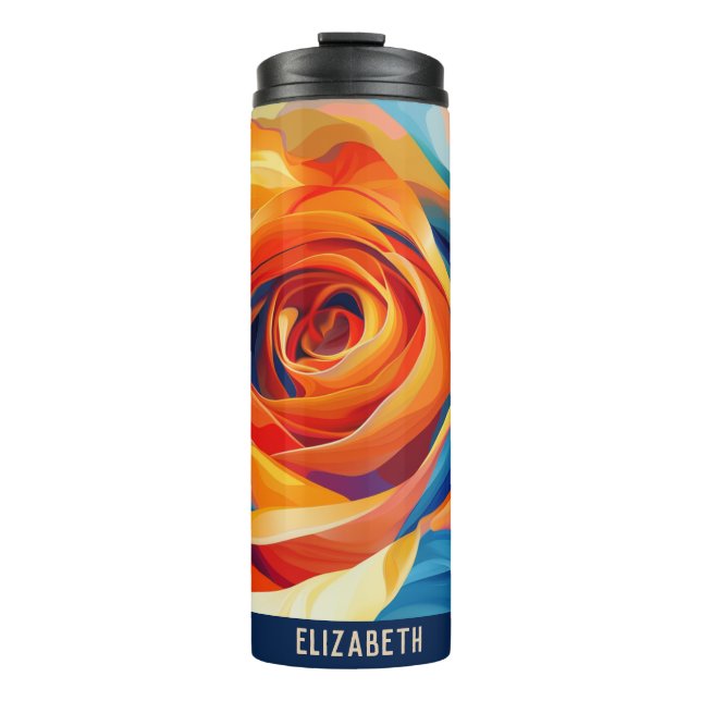 Bouteilles Isothermes Parleur Rose de monogramme à fleurs mures (Devant)