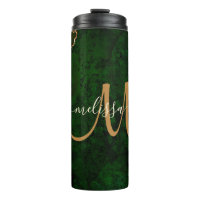 Parties scintillant d'or vert chic Agate Monogramm