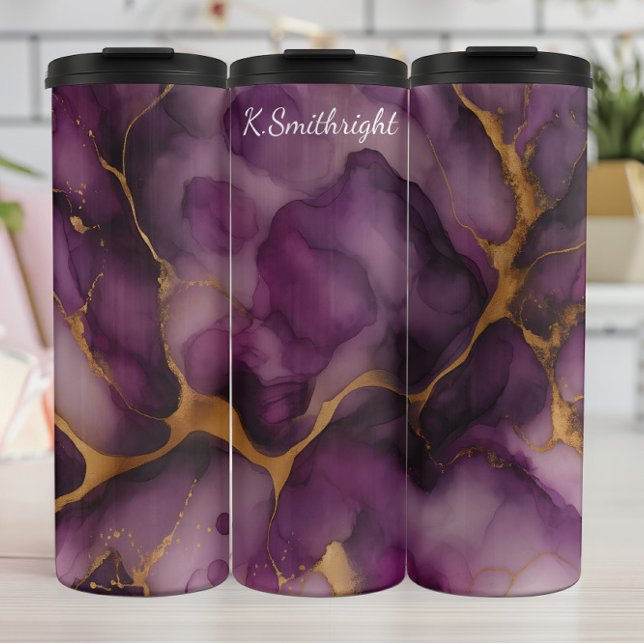 Bouteilles Isothermes Parties scintillant or violet Agate marbre (Créateur téléchargé)