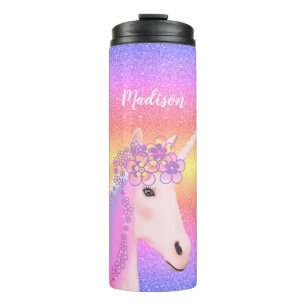 Bouteilles Isothermes Parties scintillant personnalisée Unicorn Rainbow 