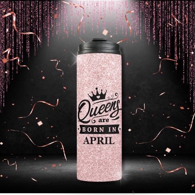 Bouteilles Isothermes Parties scintillant Rose Anniversaire Des Reines F (Queens Are Born In ( Birth month ) Pink Glitter Travel Mug Tumbler)