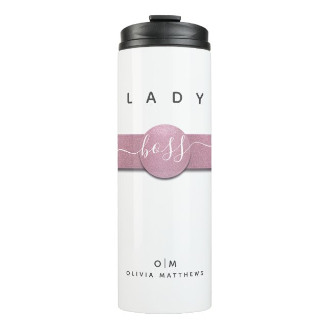 Bouteilles Isothermes Parties scintillant rose blanche Monogramme Lady B (Devant)
