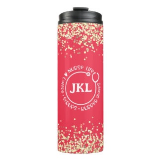 Bouteilles Isothermes Parties scintillant rouge moderne Monogramme Steth
