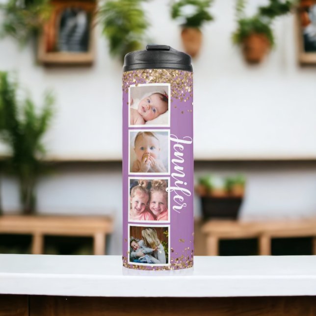 Bouteilles Isothermes Parties scintillant violet photo Thermal Tumbler (Créateur téléchargé)