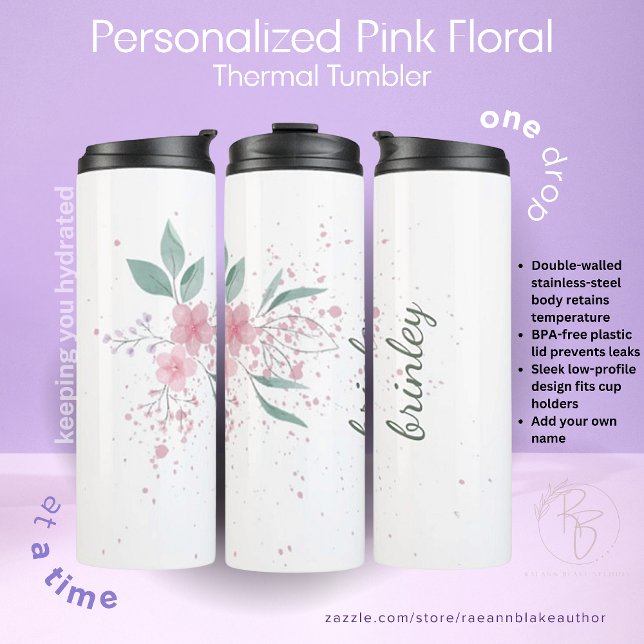 Bouteilles Isothermes Paruline thermale rose Customisée (Créateur téléchargé)