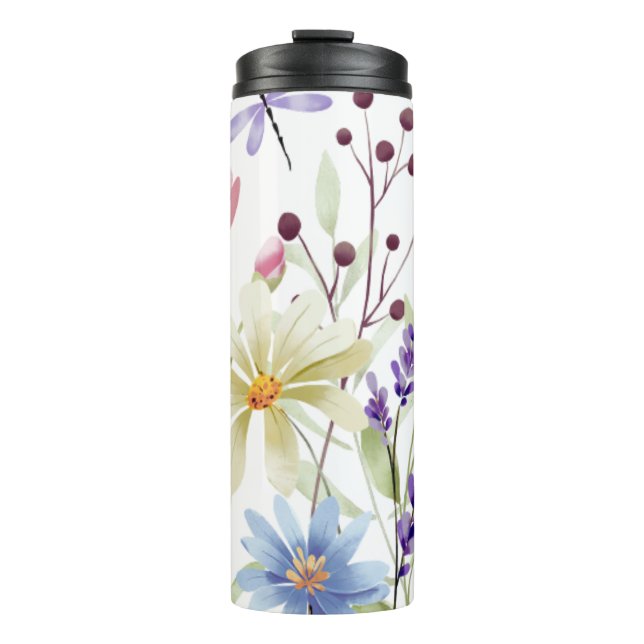 Bouteilles Isothermes Paruline thermique : Conception Fleur sauvage (Devant)