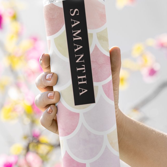 Bouteilles Isothermes Pastel Aquarelle Sirène Motif avec nom (Créateur téléchargé)