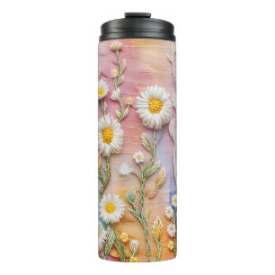 BOUTEILLES ISOTHERMES PASTEL BROIDERY RESSEMBLER DAISY FLEURS