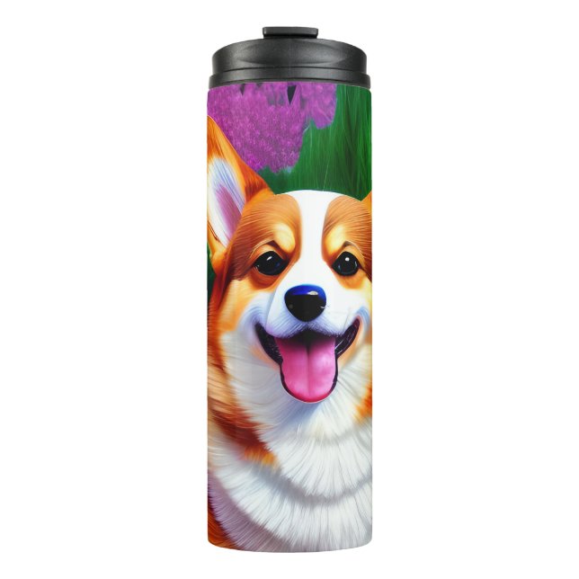 Bouteilles Isothermes Pastel Floral Corgi (Devant)